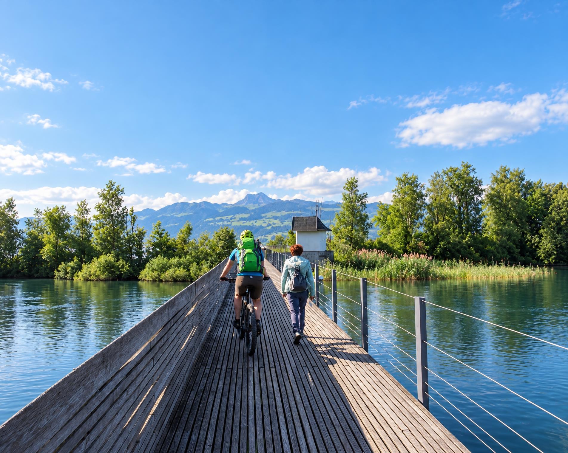 Holzbrücke Seedamm-Weg