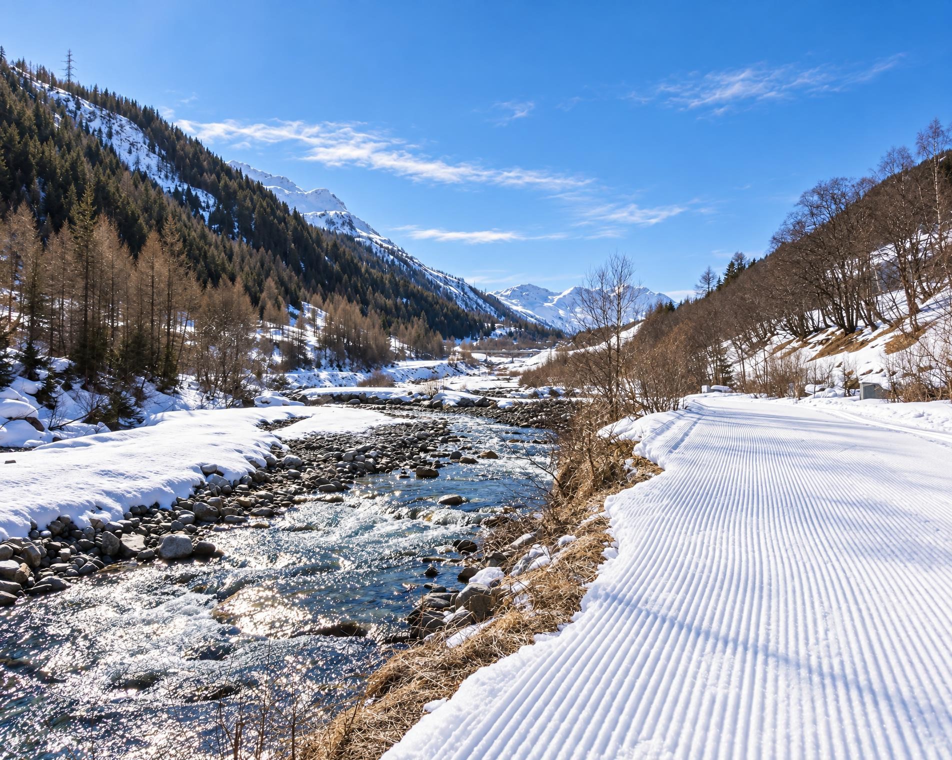 Pista Bedretto lungo fiume